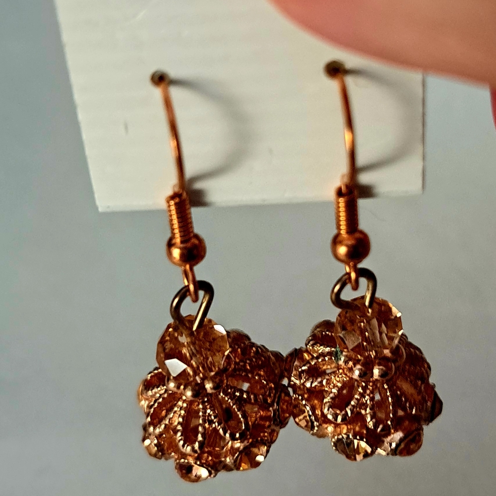 Rose Gold Tone Floral Earrings
